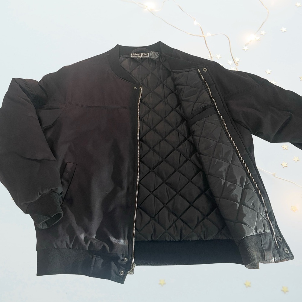 Vintage Barry Dolan Mens Black Quilted Bomber Jacket size 48 - Picture 3 of 5